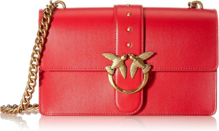 TOREBKA DAMSKA PINKO LOVE CLASSIC ICON SIMPLY 8 C VIT. SETA ANTIQUE GOLD CZERWONA