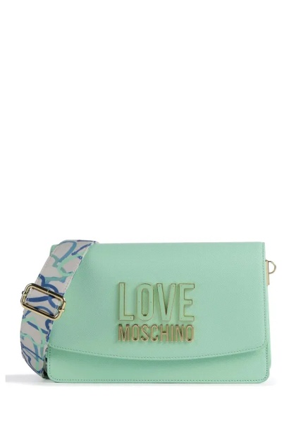 TOREBKA DAMSKA NA RAMIĘ Z SZEROKIM PASKIEM MIĘTOWA LOVE MOSCHINO JC4209PP1ILQ180A