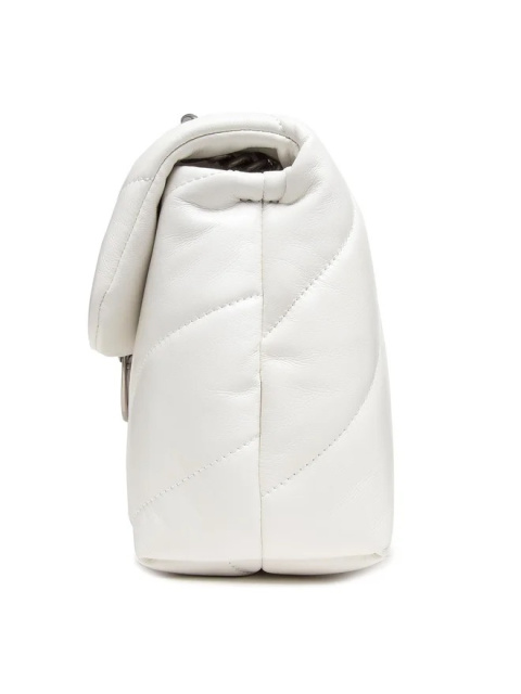 SKÓRZANA TOREBKA NA RAMIĘ Z ŁAŃCUSZKIEM BIAŁA PINKO LOVE CLASSIC PUFF MAXI QUILT 2 CL SHEEP NAPPA TRAPUNTATA OL