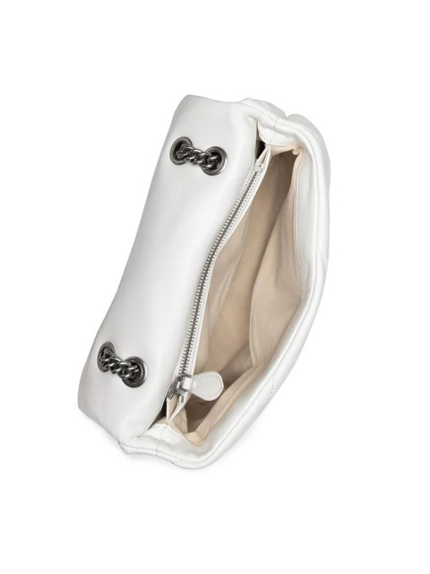 SKÓRZANA TOREBKA NA RAMIĘ Z ŁAŃCUSZKIEM BIAŁA PINKO LOVE CLASSIC PUFF MAXI QUILT 2 CL SHEEP NAPPA TRAPUNTATA OL