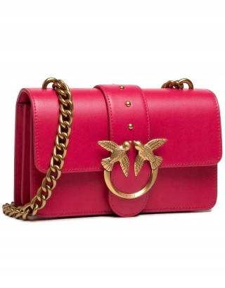 TOREBKA DAMSKA PINKO LOVE MINI ICON SIMPLY 4 C VIT SETA ANTIQUE GOLD CZERWONA