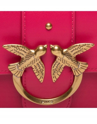 TOREBKA DAMSKA PINKO LOVE MINI ICON SIMPLY 4 C VIT SETA ANTIQUE GOLD CZERWONA
