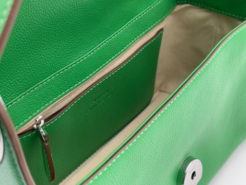 SKÓRZANA TOREBKA DAMSKA NA RAMIĘ Z ŁAŃCUSZKIEM ZIELONA PINKO SHOULDER BAG INFINITY BUBBLES 1 FL VIT. BOTTALATO NYCKEL