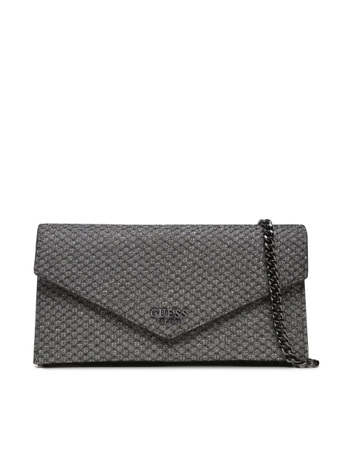 TOREBKA DAMSKA NA RAMIĘ Z ŁAŃCUSZKIEM KOPERTÓWKA SREBRNA GUESS EVER EVENING BAG