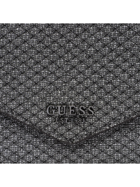 TOREBKA DAMSKA NA RAMIĘ Z ŁAŃCUSZKIEM KOPERTÓWKA SREBRNA GUESS EVER EVENING BAG