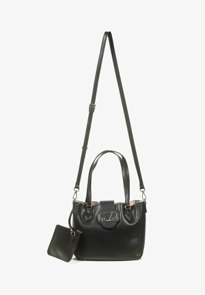 TOREBKA DAMSKA SHOPPER CZARNA19V69 ITALIA BY VERSACE JUANTITIA VI22AI1226081 BLACK/SILVER