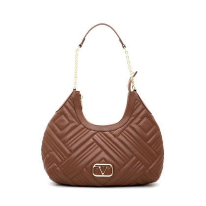 TOREBKA DAMSKA NA RAMIĘ Z ŁAŃCUSZKIEM BRĄZOWA V ITALIA BY VERSACE 19.69 ANTIBES VT-202-BRW