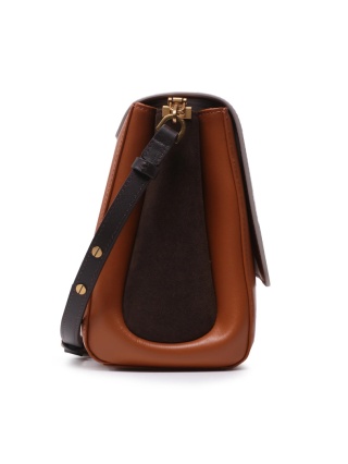 SKÓRZANA TOREBKA NA RAMIĘ  BRĄZOWA SZARA PINKO LOVE CLICK CROSSBODY BIG VITELLO NAPATO + SUEDE COLOR BLUE