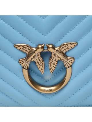 TOREBKA DAMSKA PINKO LOVE CLICK CLASSIC SHEEP NAPPA CHEVRON AZZURRO CIELO-ANT NIEBIESKA