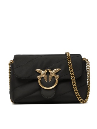 TOREBKA DAMSKA PINKO LOVE BABY PUFF C RECYCLED NYLON NERO-ANTIQE GOLD CZARNA