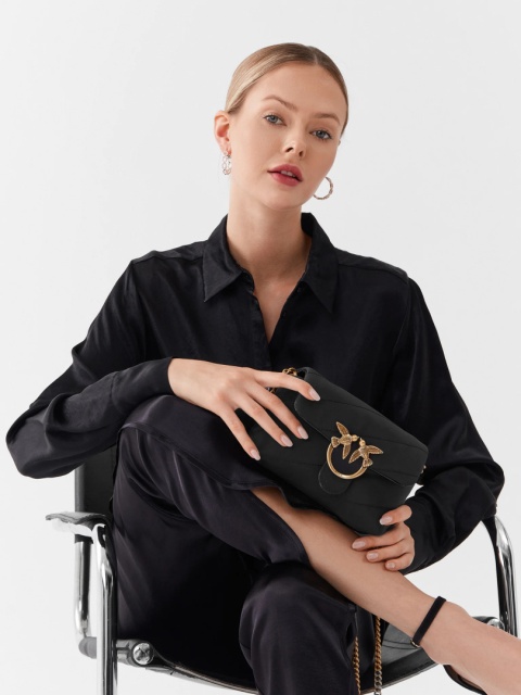 TOREBKA DAMSKA PINKO LOVE BABY PUFF C RECYCLED NYLON NERO-ANTIQE GOLD CZARNA TOREBKA DAMSKA PINKO LOVE BABY PUFF C RECYCLED NYLON NERO-ANTIQE GOLD CZARNA